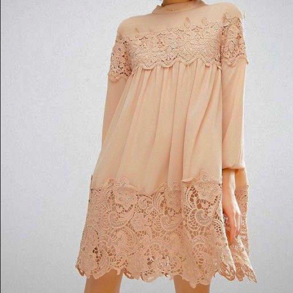 Fashion Union Dresses & Skirts - 🆕 ASOS Fashion Union Long Sleeve Smock Dress With Lace Inserts